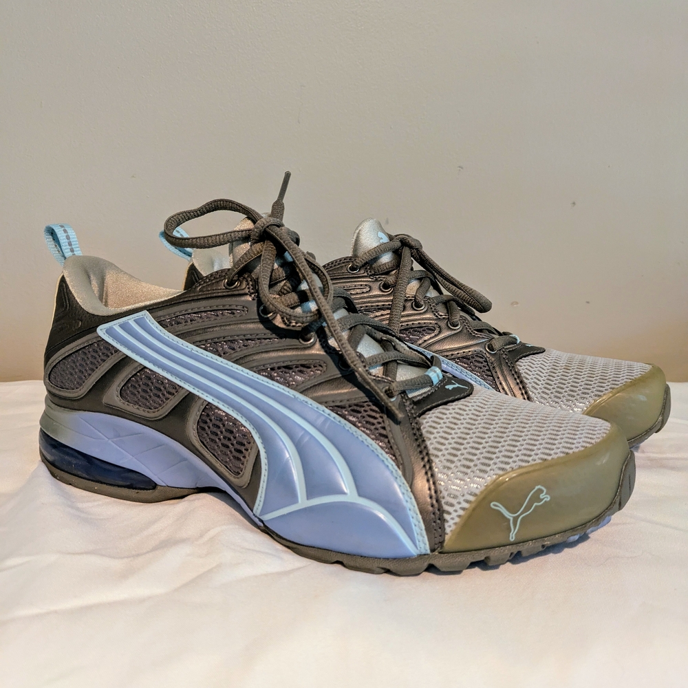 Puma Womens Cell Volt Gray and Blue Athletic Shoes